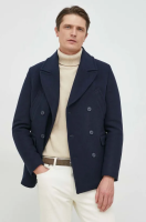 foto пальто з домішкою вовни selected homme колір синій перехідний двобортний