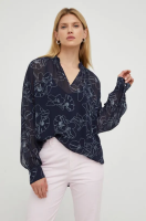 foto блузка boss жіноча колір синій принт квіти