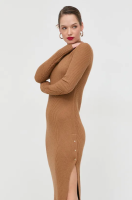 foto вовняна сукня patrizia pepe колір коричневий midi пряма