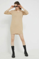 foto сукня з домішкою вовни noisy may колір бежевий mini пряма