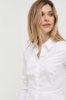 foto бавовняна сорочка trussardi жіноча колір білий slim класичний комір