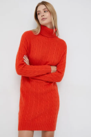foto вовняна сукня polo ralph lauren колір помаранчевий mini пряма