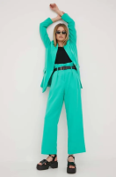 foto штани vero moda жіночі колір зелений пряме висока посадка