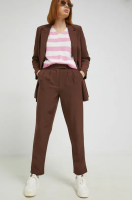 foto штани vero moda жіночі колір коричневий фасон chinos висока посадка