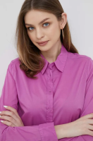 foto бавовняна сорочка united colors of benetton жіноча колір фіолетовий regular класичний комір