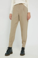 foto штани vero moda жіночі колір бежевий широке висока посадка