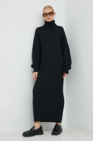 foto вовняна сукня birgitte herskind tipp knit dress колір чорний maxi пряма