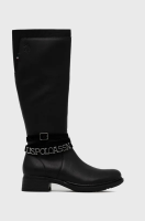 foto шкіряні чоботи u.s. polo assn. beggy жіночі колір чорний каблук блок