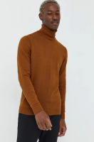 foto бавовняний светер tom tailor чоловічий колір коричневий легкий гольф