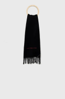 foto вовняний шарф tommy hilfiger колір чорний з аплікацією