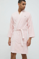 foto бавовняний халат lacoste колір рожевий