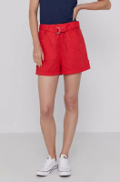 foto шорти united colors of benetton жіночі колір червоний гладкі висока посадка