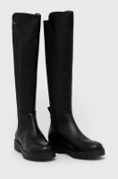 foto чоботи tommy jeans long leather tommy jeans boot жіночі колір чорний на платформі