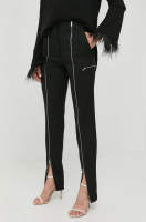 foto вовняні штани victoria beckham жіночі колір чорний облягаюче висока посадка