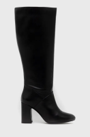 foto шкіряні чоботи sisley жіночі колір чорний каблук блок