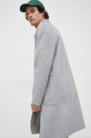 foto вовняне пальто calvin klein колір сірий перехідний oversize