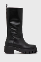 foto шкіряні чоботи patrizia pepe жіночі колір чорний на платформі