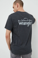 foto футболка wrangler atg чоловіча колір сірий однотонна