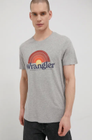 foto футболка wrangler чоловічий колір сірий меланж