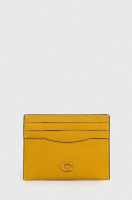 foto шкіряний чохол на банківські карти coach чоловічий колір жовтий