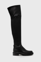 foto шкіряні чоботи tory burch utility lug жіночі колір чорний на плоскому ходу