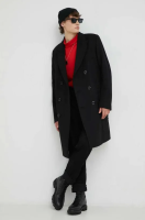 foto вовняне пальто g-star raw колір чорний перехідний двобортний