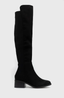 foto чоботи steve madden graphite жіночі колір чорний каблук блок