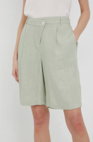foto шорти з домішкою льону vero moda жіночі колір зелений однотонні висока посадка