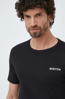 foto бавовняна футболка united colors of benetton колір чорний з принтом