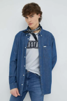 foto джинсова сорочка wrangler чоловіча колір синій regular класичний комір