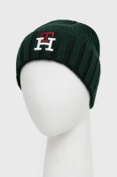 foto вовняна шапка tommy hilfiger колір зелений з тонкого трикотажу вовна