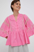 foto бавовняна блузка rich & royal жіноча колір рожевий з аплікацією