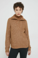 foto светр vila жіночий колір коричневий легкий півгольф