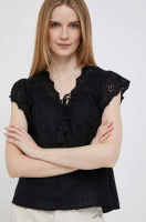 foto бавовняна блузка pepe jeans anaise жіноча колір чорний однотонна