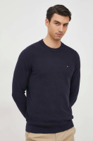 foto бавовняний светр tommy hilfiger чоловічий колір синій легкий