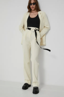 foto штани victoria victoria beckham жіночі колір кремовий широке висока посадка