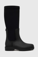 foto чоботи tommy hilfiger rain boot long shaft жіночі колір чорний на плоскому ходу
