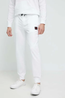 foto бавовняні штани лаунж hugo колір білий з принтом