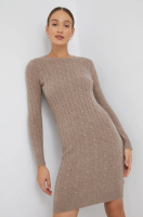 foto вовняна сукня lauren ralph lauren колір сірий mini облягаюча